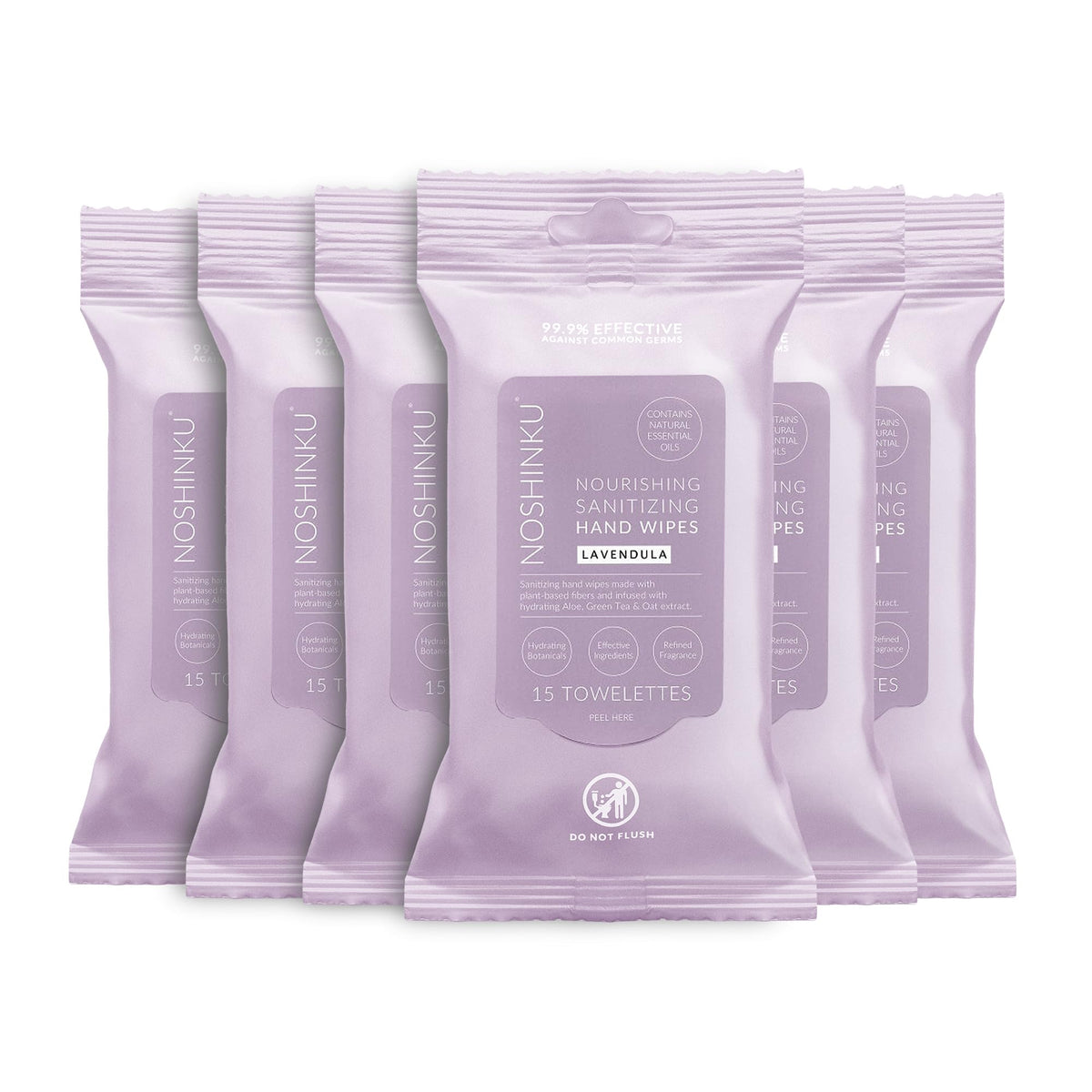 Noshinku Discovery Hand Sanitizer Wipes, 3-Pack (45 Towelettes) – Resealable Travel Wipes with Ethyl Alcohol, Aloe & Green Tea, Plant-Based Fiber, Essential Oil Scents, Cruelty-Free & No Dyes