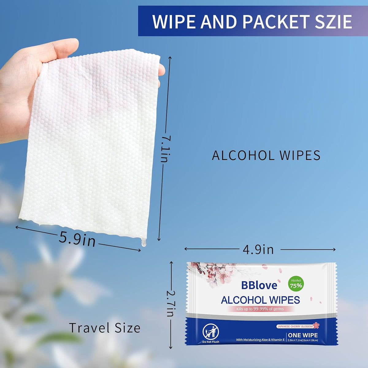75% Alcohol Hand & Surface Wipes, 50 Count, Individually Wrapped