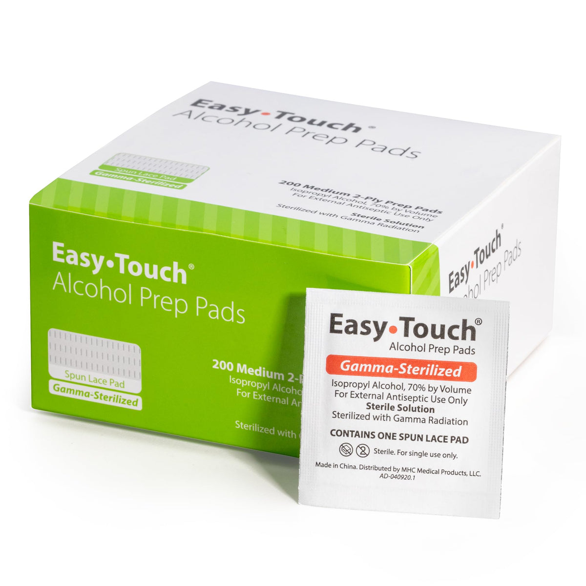 EasyTouch Gamma-Sterilized Alcohol Prep Pads, Box of 200