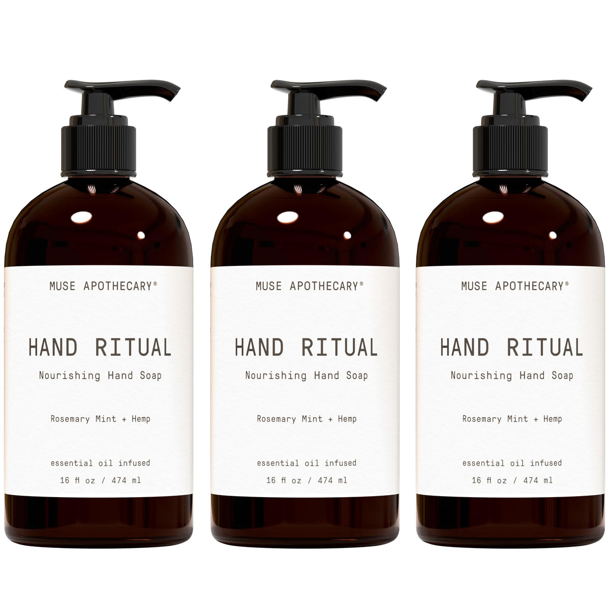 Muse Apothecary Hand Ritual - Aromatic and Nourishing Hand Soap, Infused with Natural Aromatherapy Essential Oils - USDA Certified Biobased - 16 oz, Aloe + Eucalyptus + Lavender, 2 Pack
