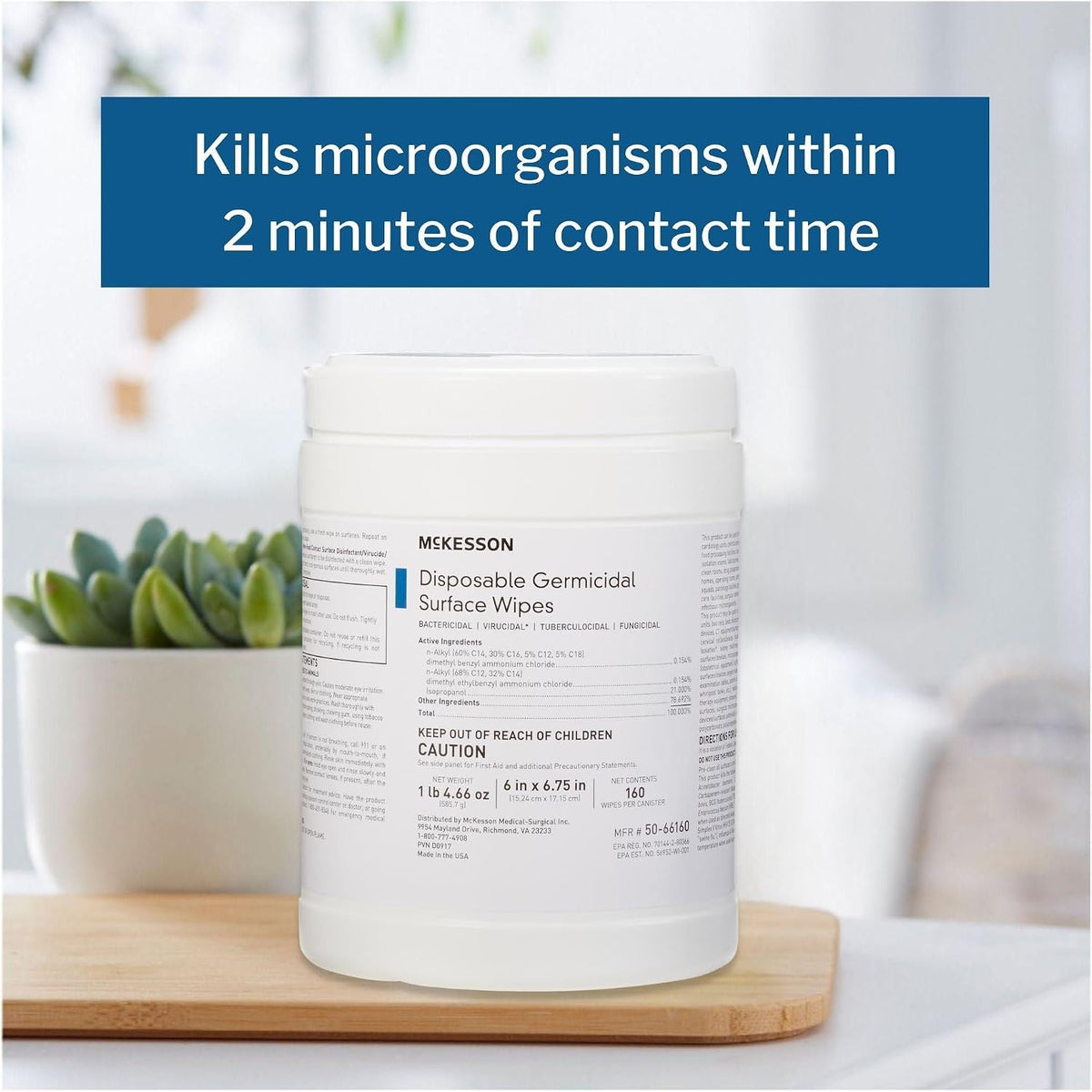 McKesson Germicidal Wipes, Disinfecting Alcohol Wipes, 12 Pack, 1920 Wipes