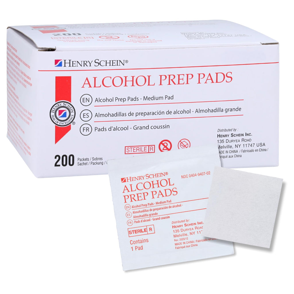 Henry Schein Medium Alcohol Prep Pads, 70% IPA, 2-ply, Sterile, 200 Ct