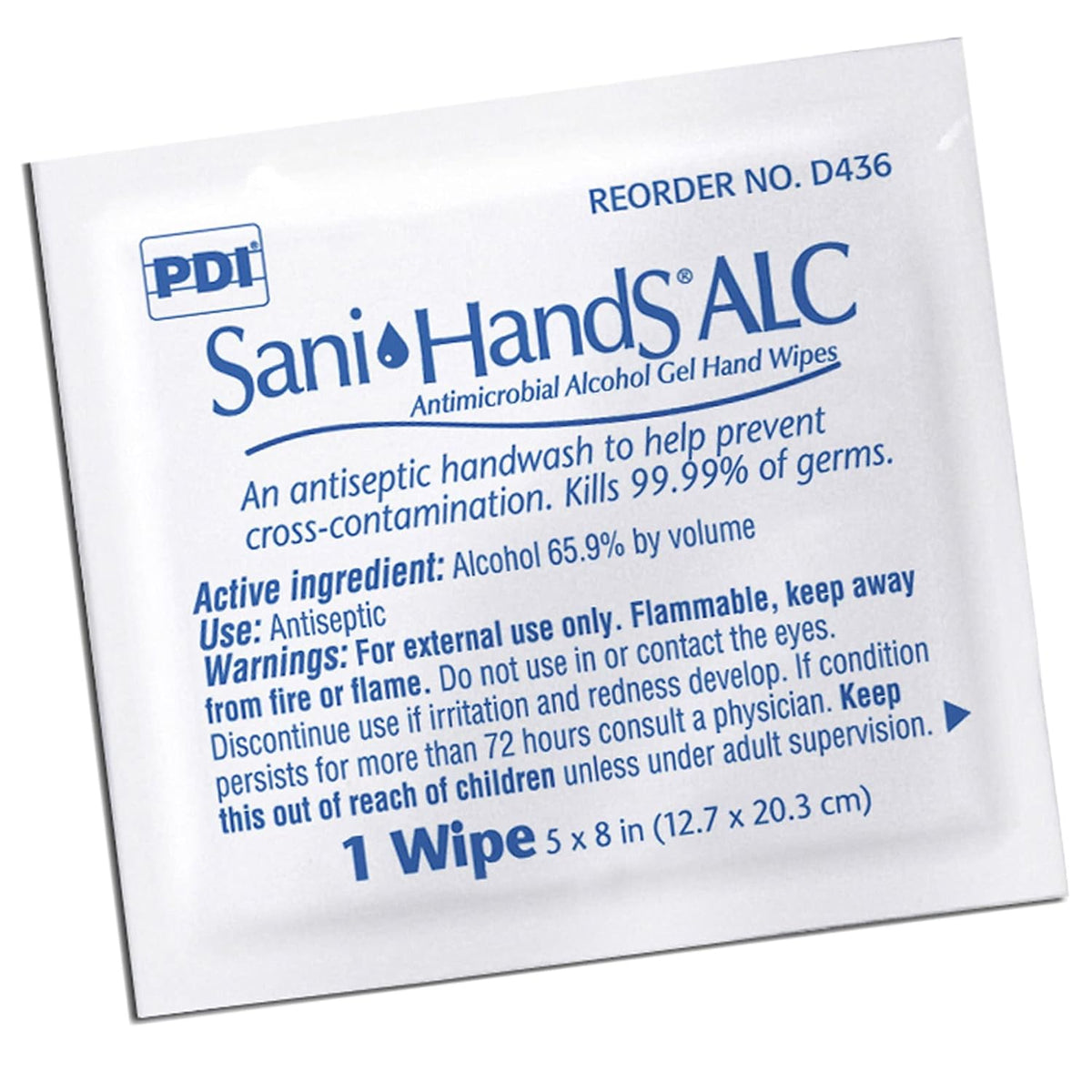 PDI D43600 Sani-Hands�Instant Hand Sanitizing Wipes 5" X 8" 100/Pk