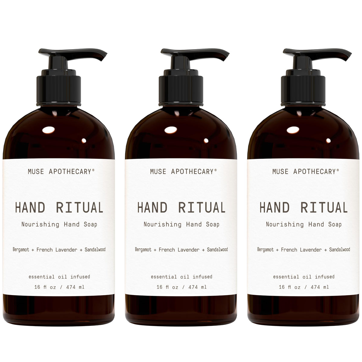 Muse Apothecary Hand Ritual - Aromatic and Nourishing Hand Soap, Infused with Natural Aromatherapy Essential Oils - USDA Certified Biobased - 16 oz, Aloe + Eucalyptus + Lavender, 2 Pack