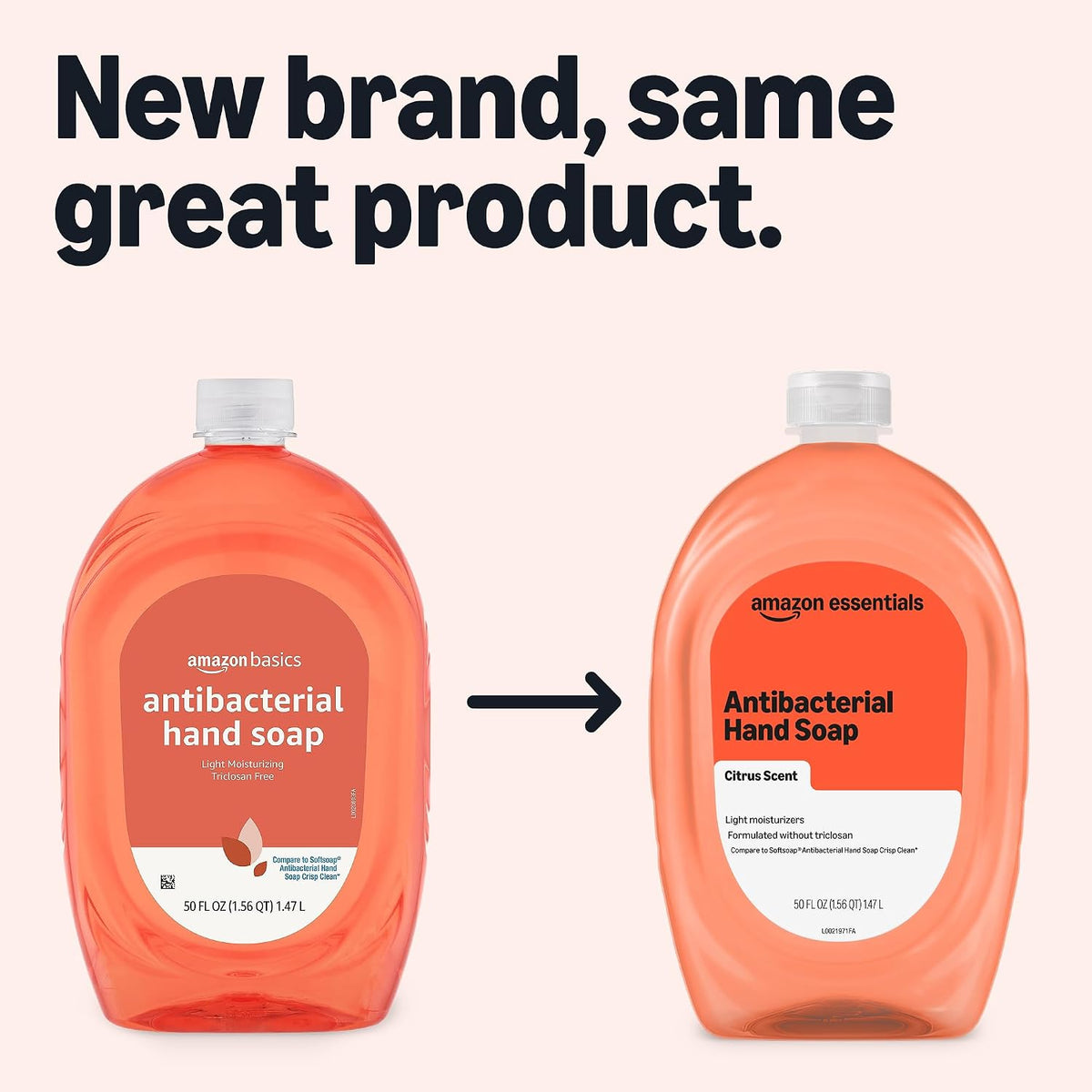 Amazon Basics Liquid Hand Soap Refill, Light Moisturizing, Triclosan-Free, Dermatologist-Tested, pH Balanced, Citrus, 50 Fl Oz (Pack of 2) (Previously Solimo)