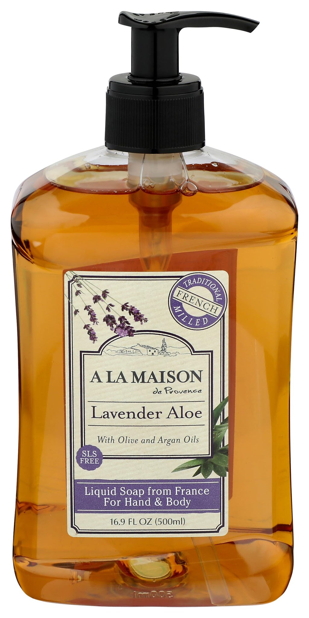 A LA MAISON Lavender Aloe French Liquid Hand Soap - Natural Hand Wash Made with Essential Oils - Biodegradable, Plant-Based, Vegan, Cruelty-Free, Alcohol & Paraben Free (16.9 oz, 3 Pack)