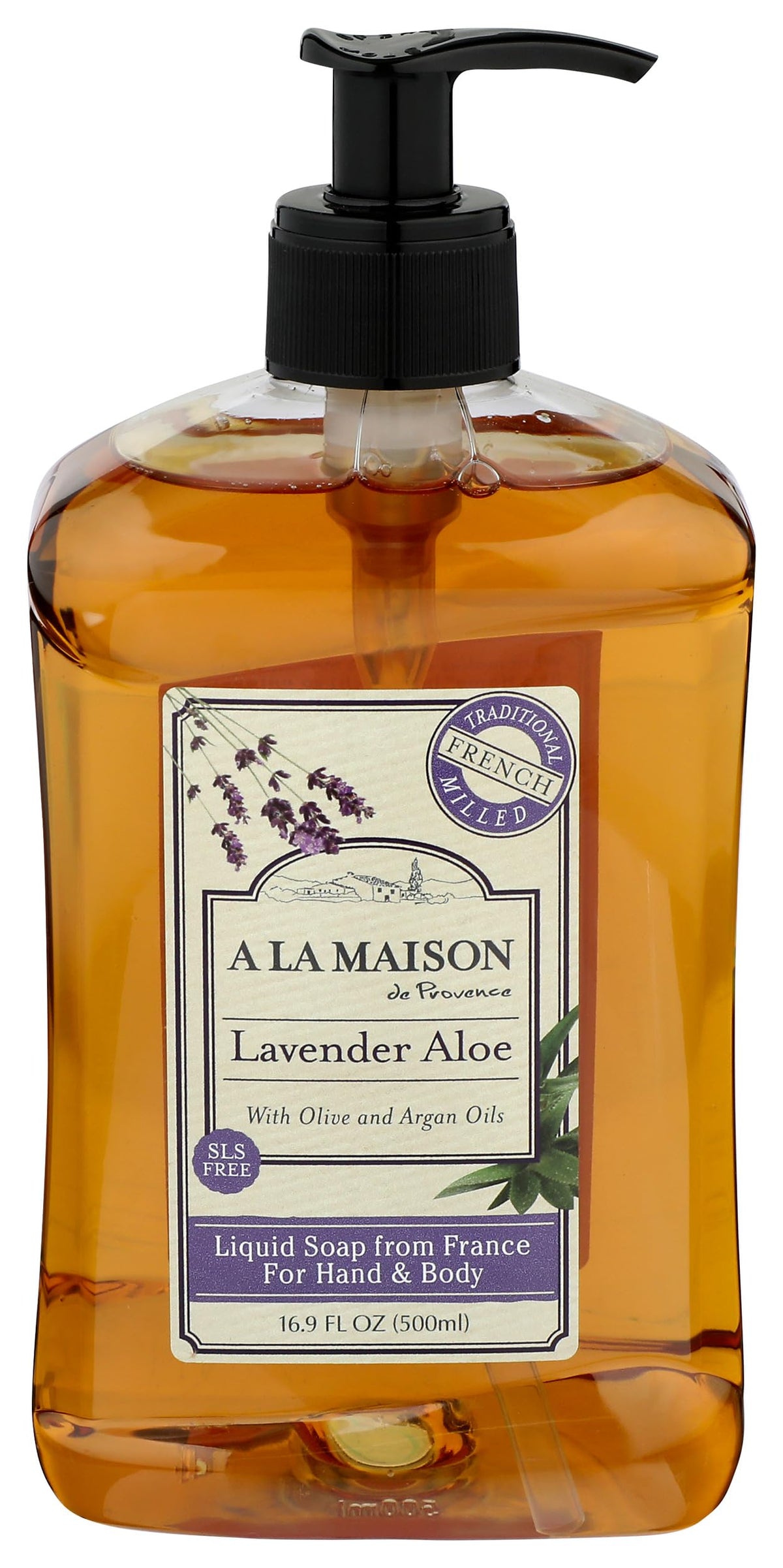 A LA MAISON Lavender Aloe French Liquid Hand Soap - Natural Hand Wash Made with Essential Oils - Biodegradable, Plant-Based, Vegan, Cruelty-Free, Alcohol & Paraben Free (16.9 oz, 3 Pack)
