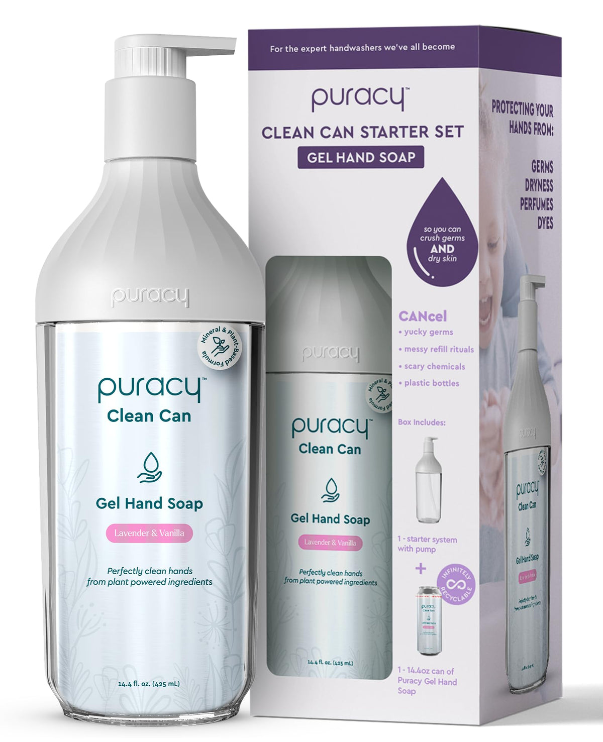 Puracy Organic Hand Soap, For the Professional Hand Washers We've All Become, Moisturizing Natural Gel Hand Wash Soap, Liquid Hand Soap Refills for Soft Skin (12 fl.oz, Lavender & Vanilla) 2-Pack