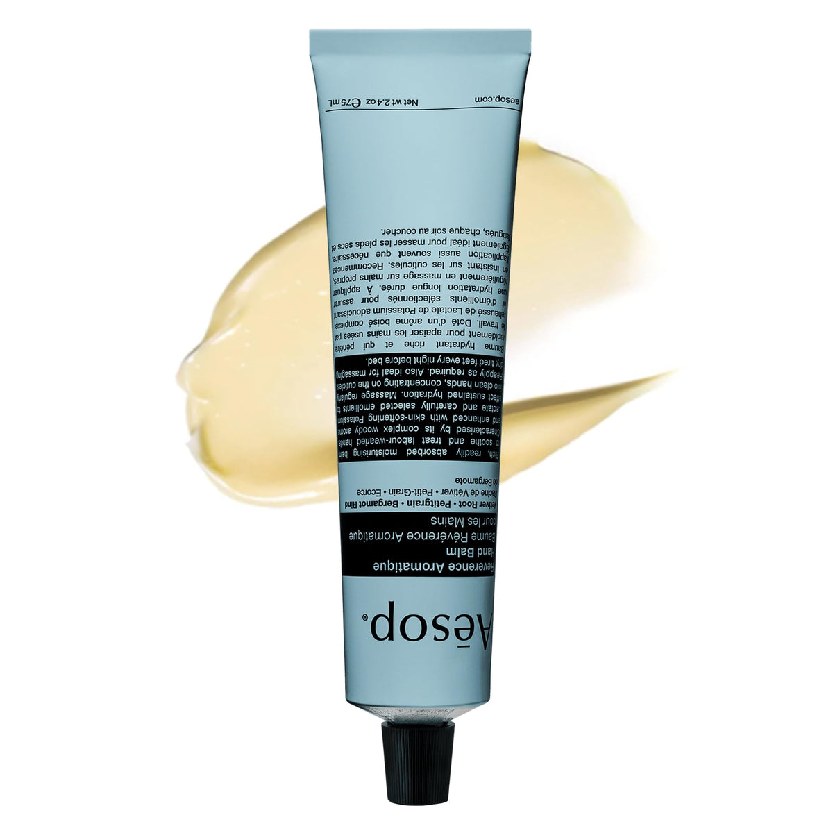 Aesop Reverence Aromatique Travel Size Hand Balm | Lotion that Gently Exfoliates Dry Hands + Nourishes with Macadamia Seed Oil and Shea Butter | 2.4 oz / 75 mL