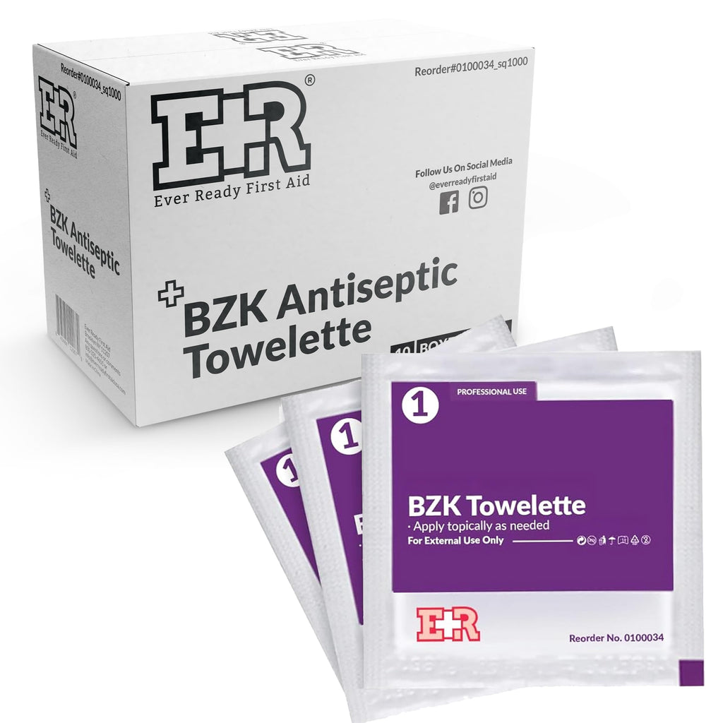 Benzalkonium BZK Wipes [Pack of 100] – 5”x7” Antiseptic Towelettes, First Aid Hand Wipes, Individually Wrapped for Skin Cleansing