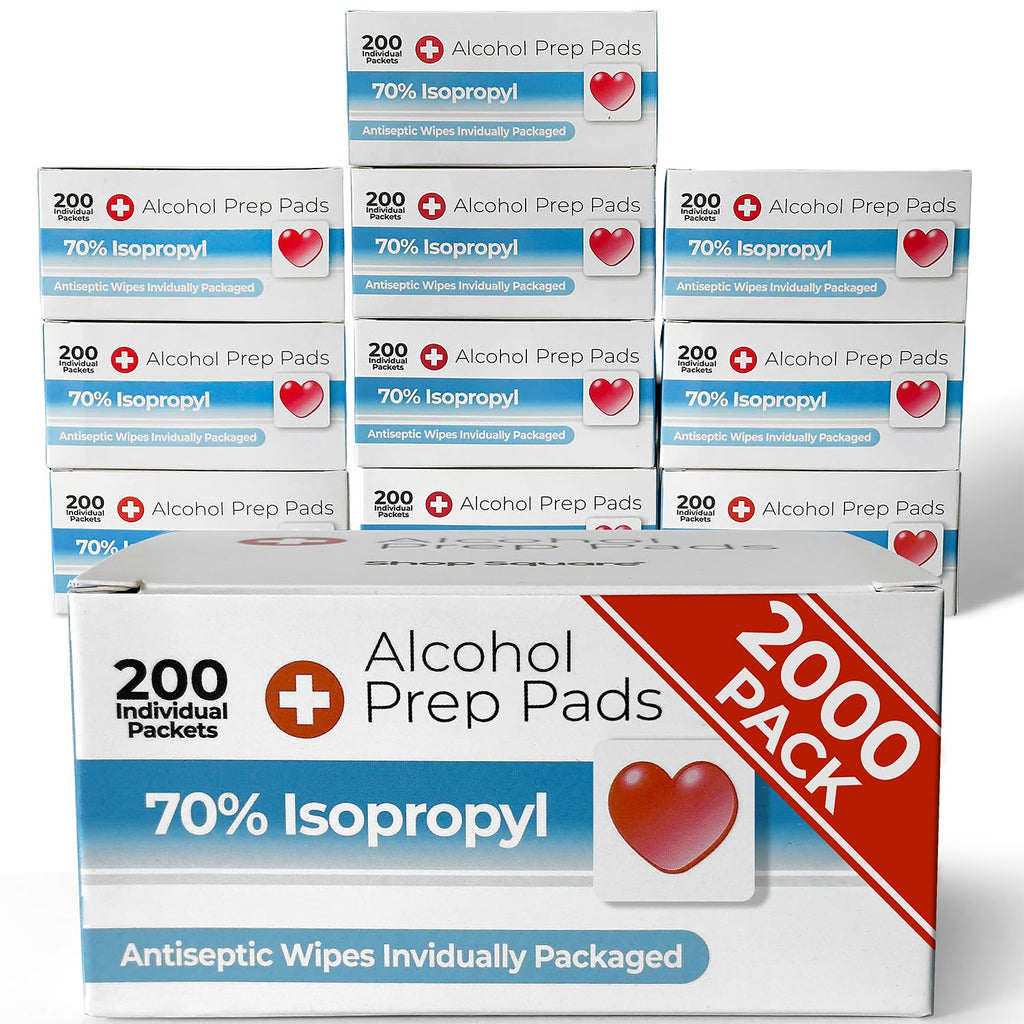 Alcohol Prep Pads - 70% Isopropyl Alcohol Wipes, 2000 Pack Individually Wrapped Alcohol Pads Bulk - Great for Home, Medical and First Aid Kits