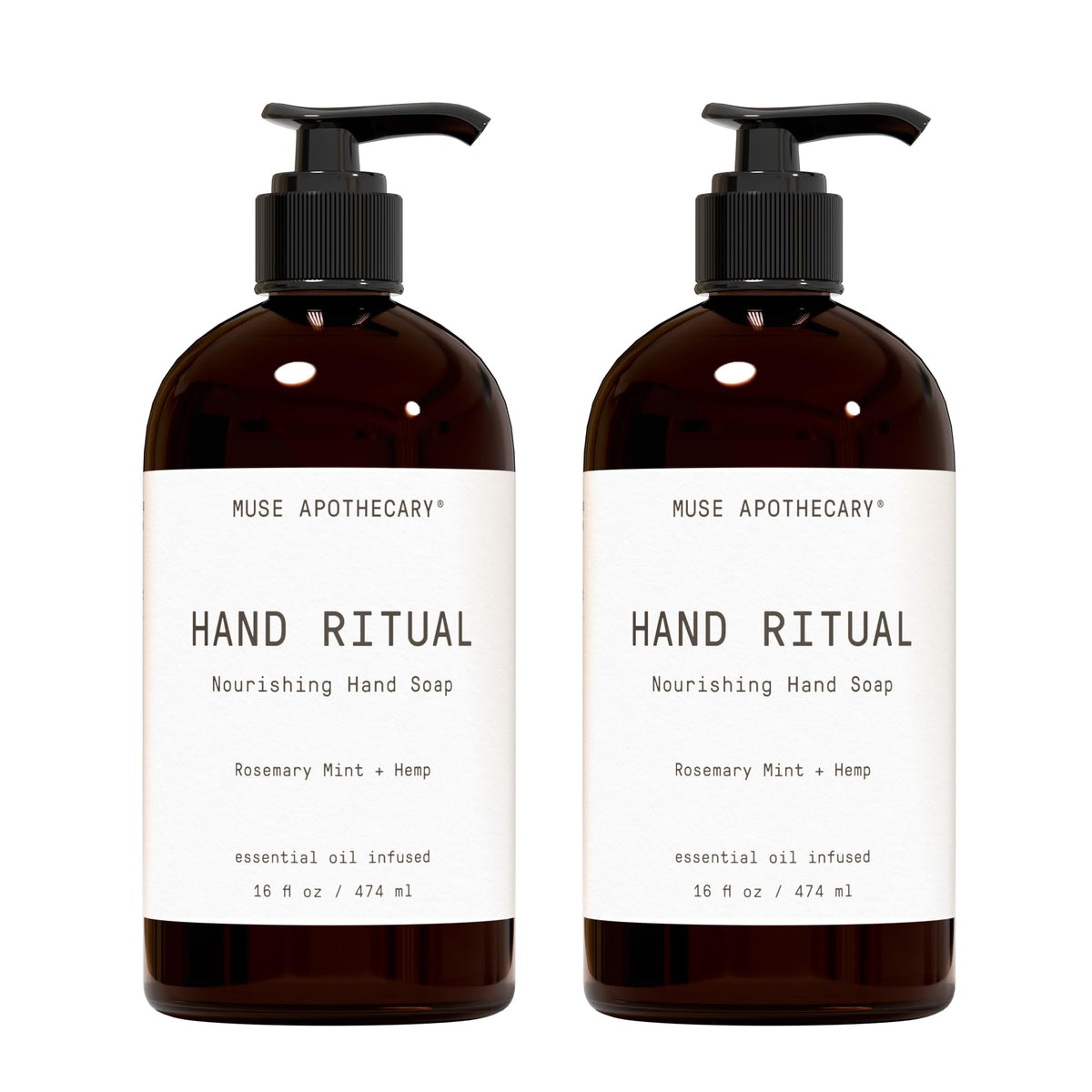 Muse Apothecary Hand Ritual - Aromatic and Nourishing Hand Soap, Infused with Natural Aromatherapy Essential Oils - USDA Certified Biobased - 16 oz, Aloe + Eucalyptus + Lavender, 2 Pack