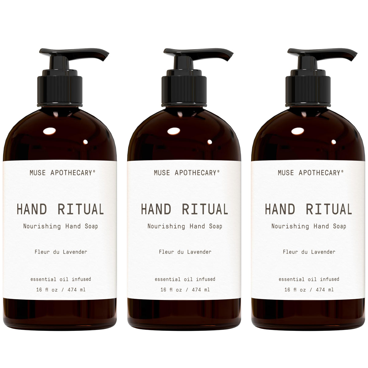 Muse Apothecary Hand Ritual - Aromatic and Nourishing Hand Soap, Infused with Natural Aromatherapy Essential Oils - USDA Certified Biobased - 16 oz, Aloe + Eucalyptus + Lavender, 2 Pack