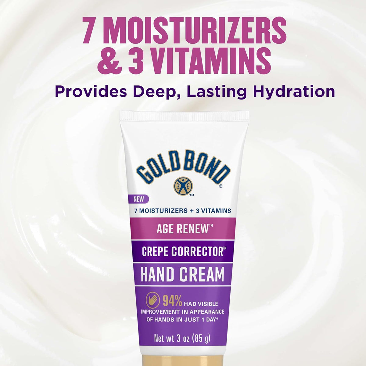 Gold Bond Age Renew Crepe Corrector Hand Cream, Crepey Skin Cream, 3 oz