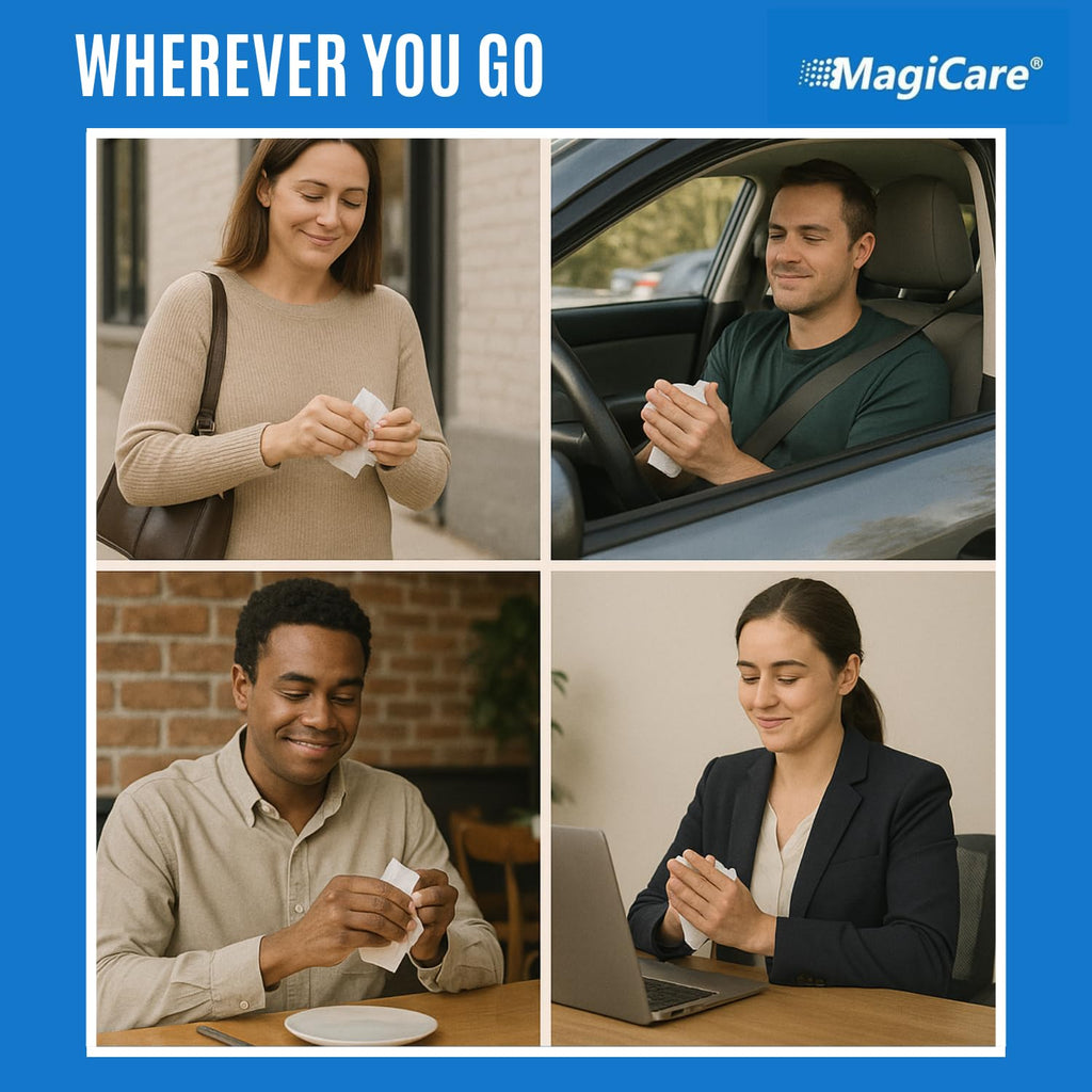 MagiCare Hand Sanitizer Wipes Travel Size, 75% Alcohol Wipes, Sanitizing