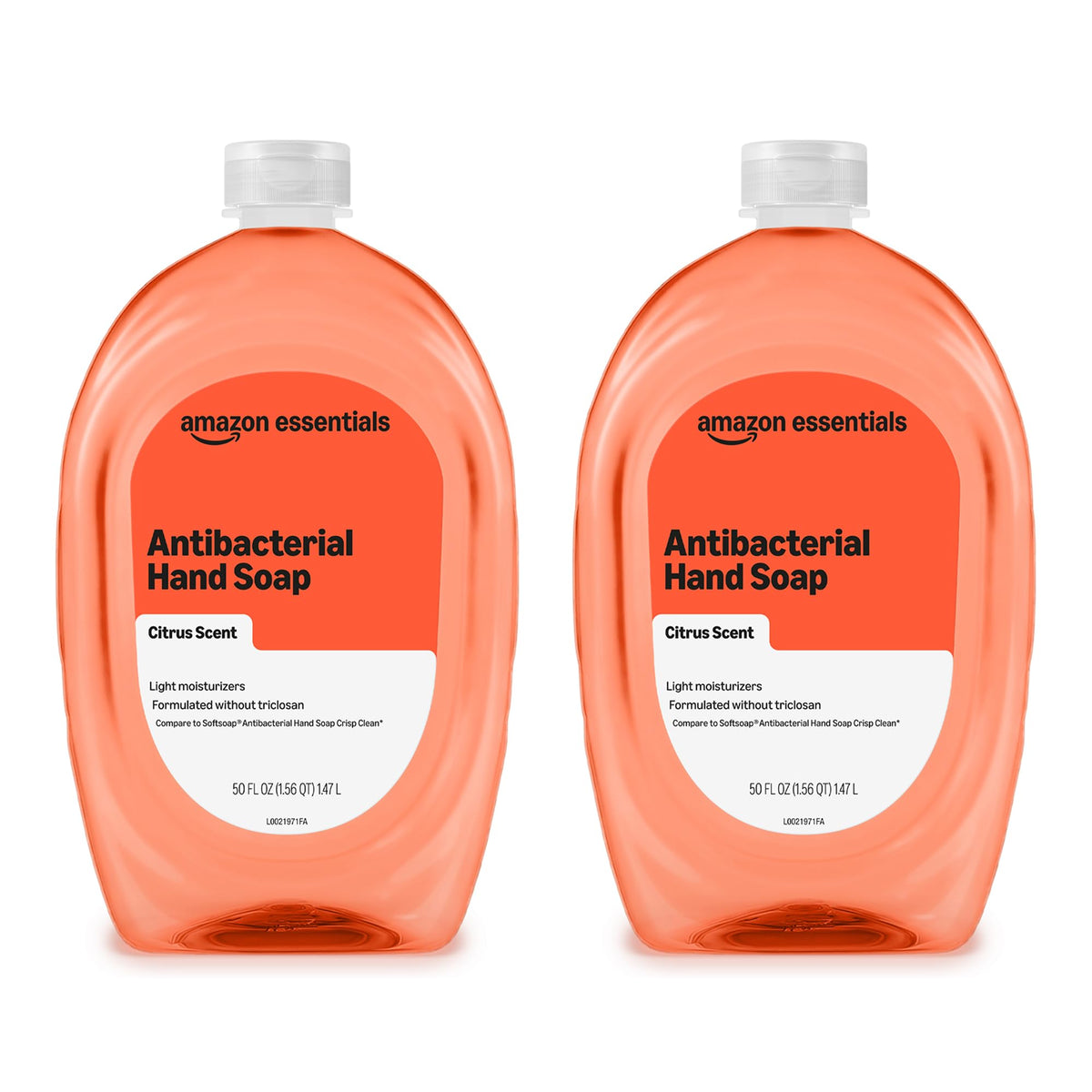 Amazon Basics Liquid Hand Soap Refill, Light Moisturizing, Triclosan-Free, Dermatologist-Tested, pH Balanced, Citrus, 50 Fl Oz (Pack of 2) (Previously Solimo)