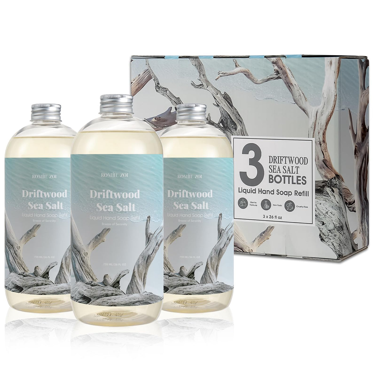 ROMIIE ZOI Liquid Hand Soap Refill, Eucalyptus Mint, 26 Fl Oz, 3-Pack