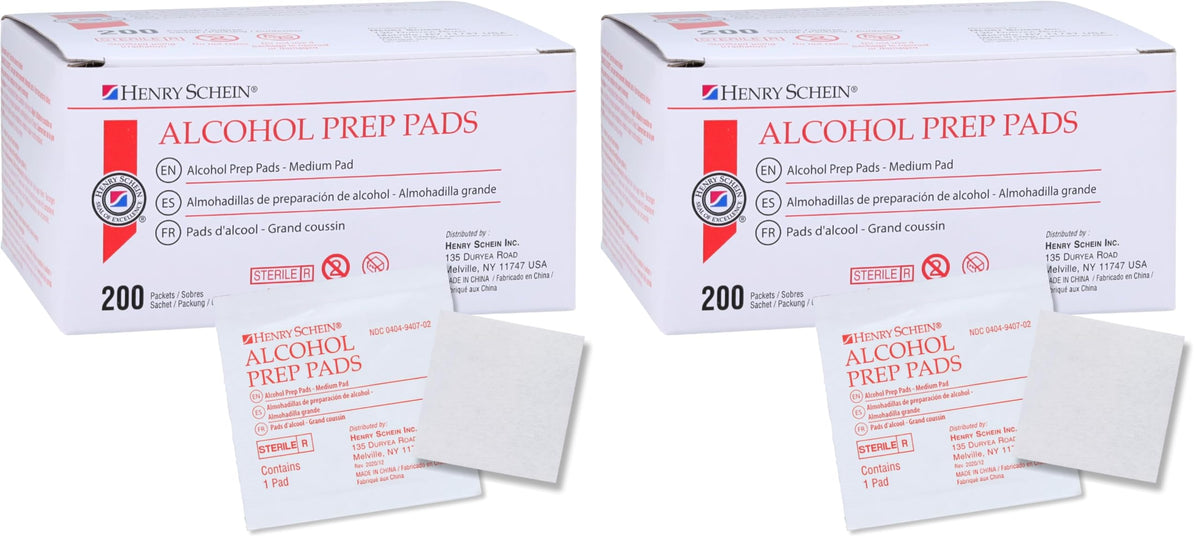 Henry Schein Medium Alcohol Prep Pads, 70% IPA, 2-ply, Sterile, 200 Ct