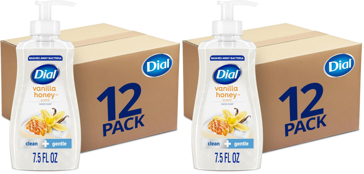 Dial Liquid Hand Soap, Vanilla Honey, 7.5 fl oz, Pack of 12