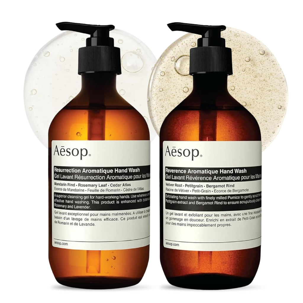 Aesop Resurrection & Reverence Aromatique Hand Wash Set – Nourishing Hand Wash & Gentle Exfoliating Hand Soap Duo | Botanical Cleansers Made with Hydrating Essential Oil Blend | 16.9 oz Each (2 Pack)