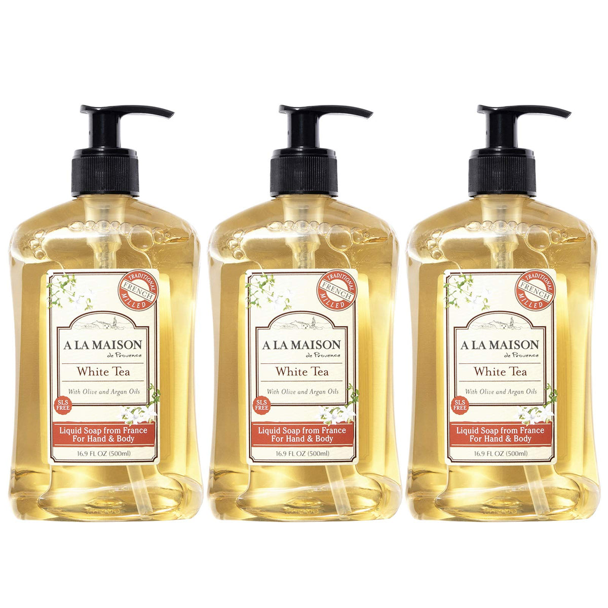 A LA MAISON Rosemary Mint French Liquid Hand Soap - Natural Hand Wash Made with Essential Oils - Biodegradable, Plant-Based, Vegan, Cruelty-Free, Alcohol & Paraben Free (16.9 oz, 3 Pack)