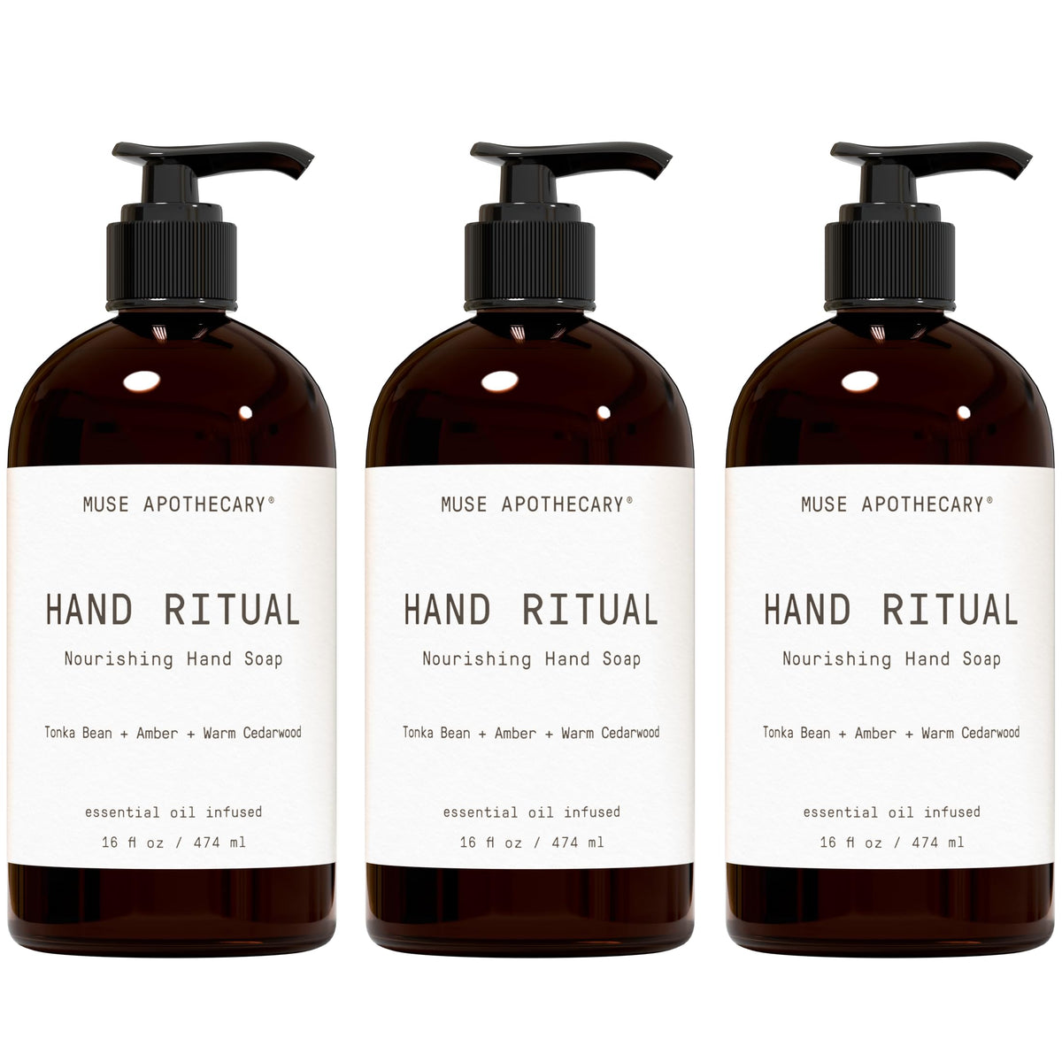 Muse Apothecary Hand Ritual - Aromatic and Nourishing Hand Soap, Infused with Natural Aromatherapy Essential Oils - USDA Certified Biobased - 16 oz, Aloe + Eucalyptus + Lavender, 2 Pack