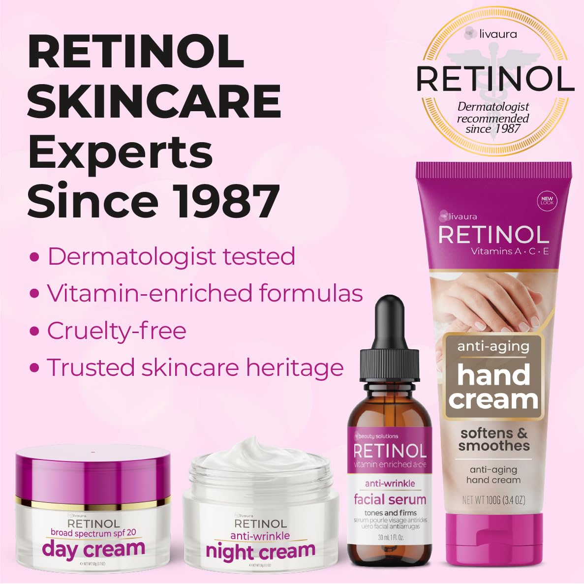 LIVAURA Retinol Anti Aging Hand Cream for Women - Hand Lotion, Dry Hands