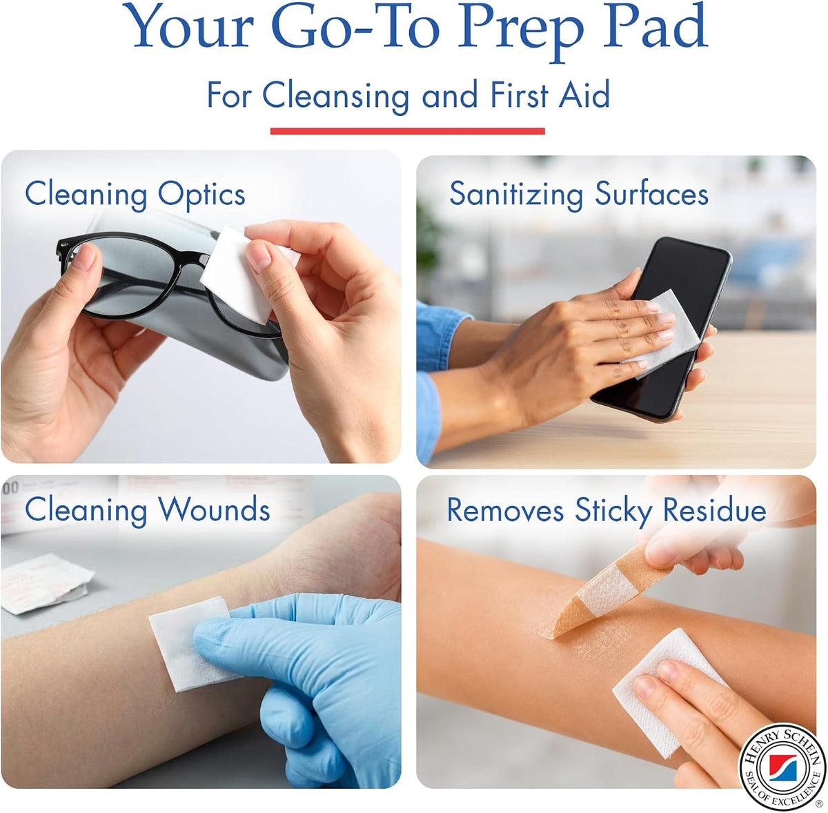 Henry Schein Medium Alcohol Prep Pads, 70% IPA, 2-ply, Sterile, 200 Ct