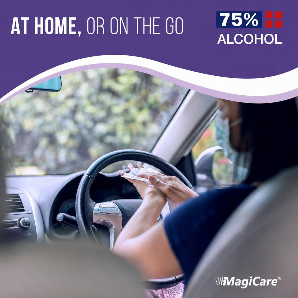 MagiCare 75% Large Alcohol Wipes, Lavender Scented Hand Sanitizer Wipes