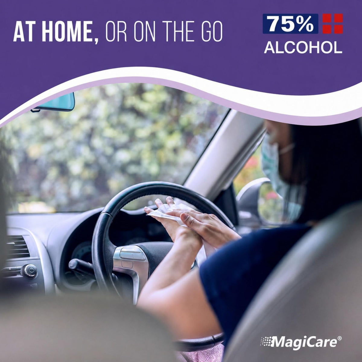 MagiCare 75% Large Alcohol Wipes, Lavender Scented Hand Sanitizer Wipes