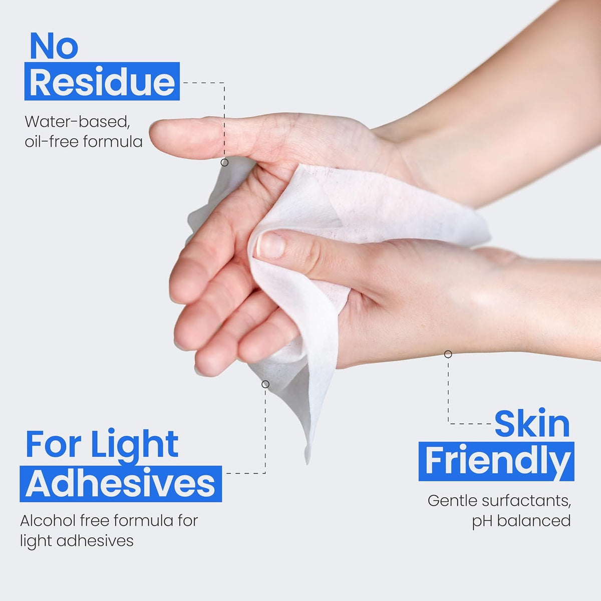 Safe n' Simple Adhesive Remover for Skin - 5"x7" 50 Wipes - Stoma Adhesive Remover Wipes - Alcohol Free Wipes for Sensitive Skin - No Sting Adhesive Remover Wipes
