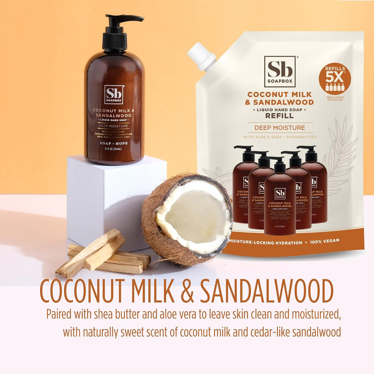Soapbox Coconut Milk & Sandalwood Liquid Hand Soap Refill - 64oz