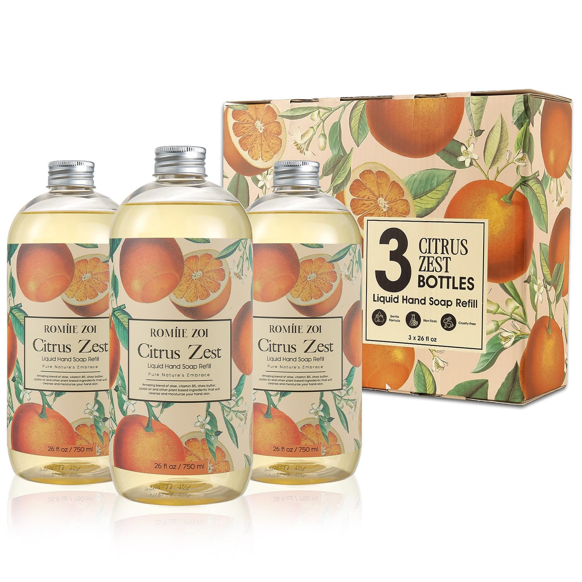ROMIIE ZOI Liquid Hand Soap Refill, Eucalyptus Mint, 26 Fl Oz, 3-Pack