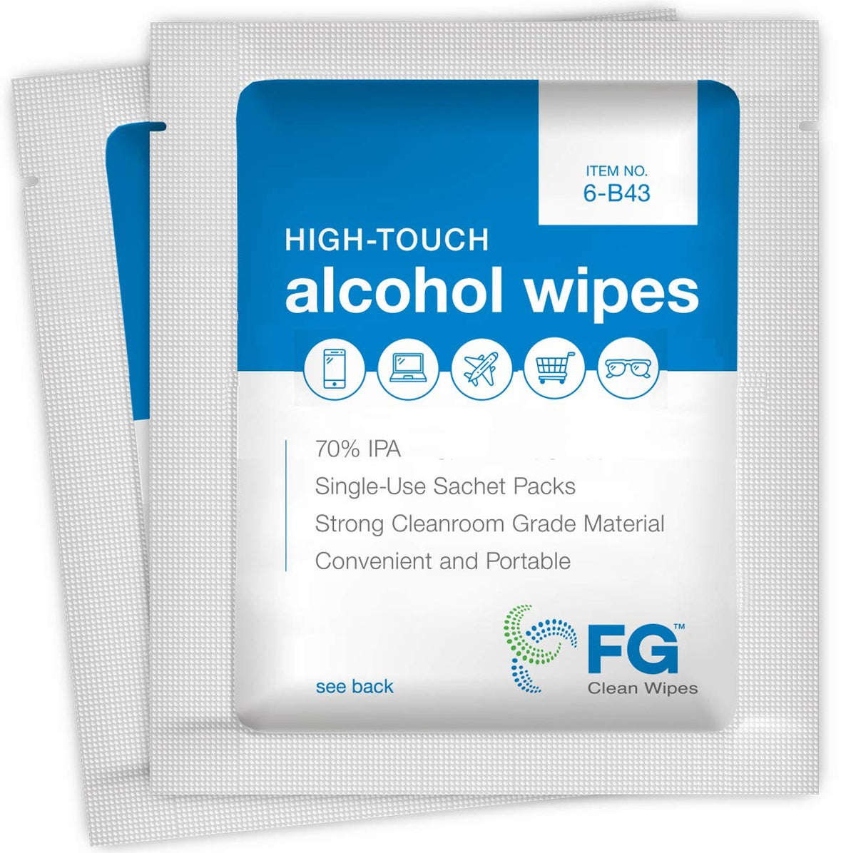 Lint Free 70% IPA Wipes - 4”x3” - 100 Individually Wrapped Sachets – Made in The USA - Saturix 6B43