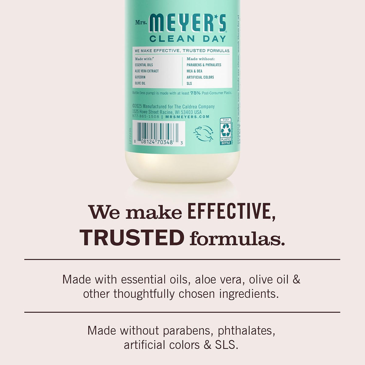 MRS. MEYER'S CLEAN DAY Hand Soap, Mint Scent, 12.5 Fl Oz Bottle - 3 Pack