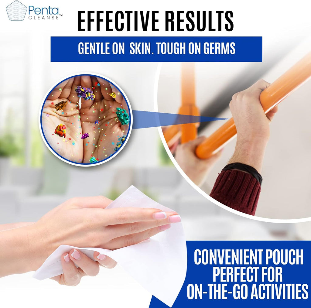 Advanced 75% Alcohol Hand Wipes - Sanitizing, Cleaning, FDA Registered, Pharmacist Developed, Moisture Seal Package, Size 6 x 8 Inch (15.2 x 20.3 cm), 4 Pack (240 Wipes Total)