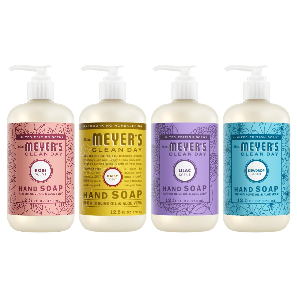 MRS. MEYER'S Liquid Hand Soap 12.5 OZ Scents Variety Pack 6 ( Rosemary, Basil, Geranium, Honeysuckle, Lavender, and Lemon Verbena)