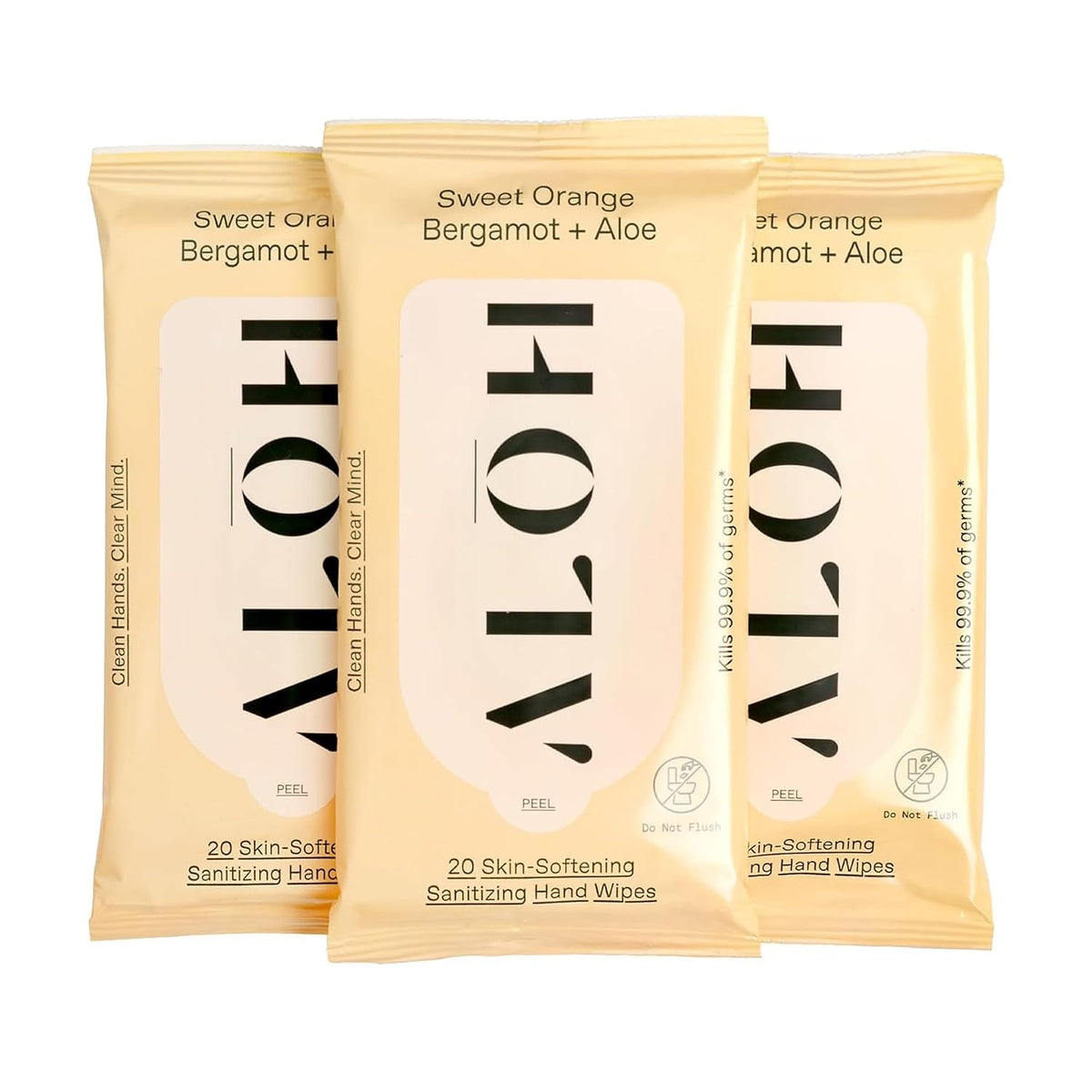 ALŌH Sweet Orange Bergamot + Aloe Hand Sanitizer Wipes, Travel Size
