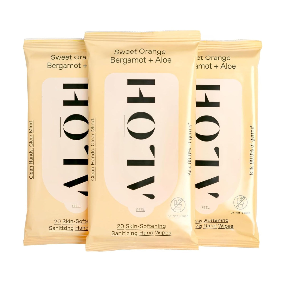 ALŌH Sweet Orange Bergamot + Aloe Hand Sanitizer Wipes, Travel Size