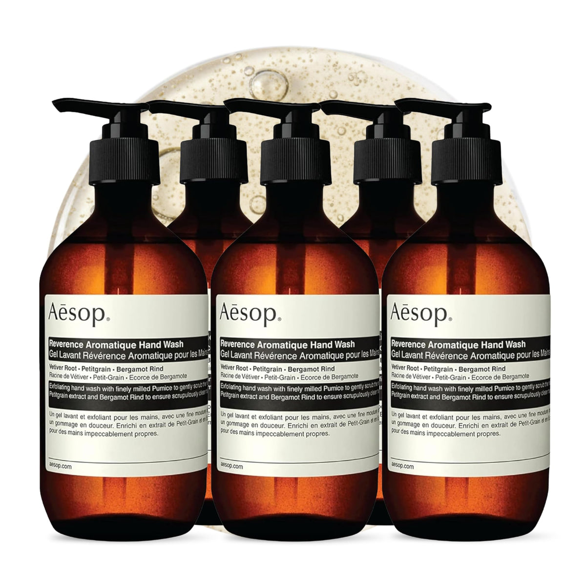Aesop Reverence Aromatique Exfoliating Hand Wash | Exfoliating Hand Soap with Finely Milled Pumice | Gentle Cleanser & Skin-Smoothing Formula with Vetiver, Petitgrain & Bergamot | 500mL / 16.9 oz