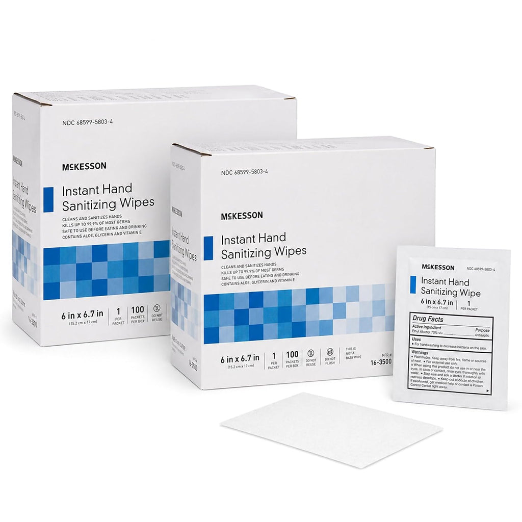 McKesson Hand Sanitizing Wipes Alcohol Wipes w/Aloe and Vitamin E, 200 ct