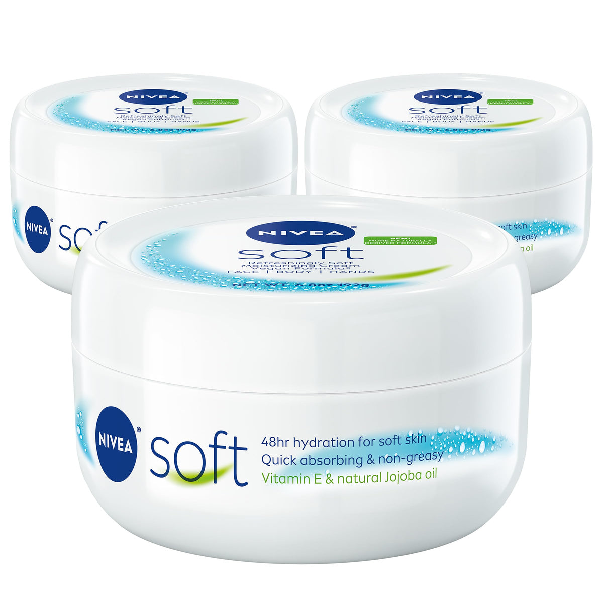 NIVEA Soft Refreshingly Soft Moisturizing Cream, Multipack, 3 x 2.6 OZ