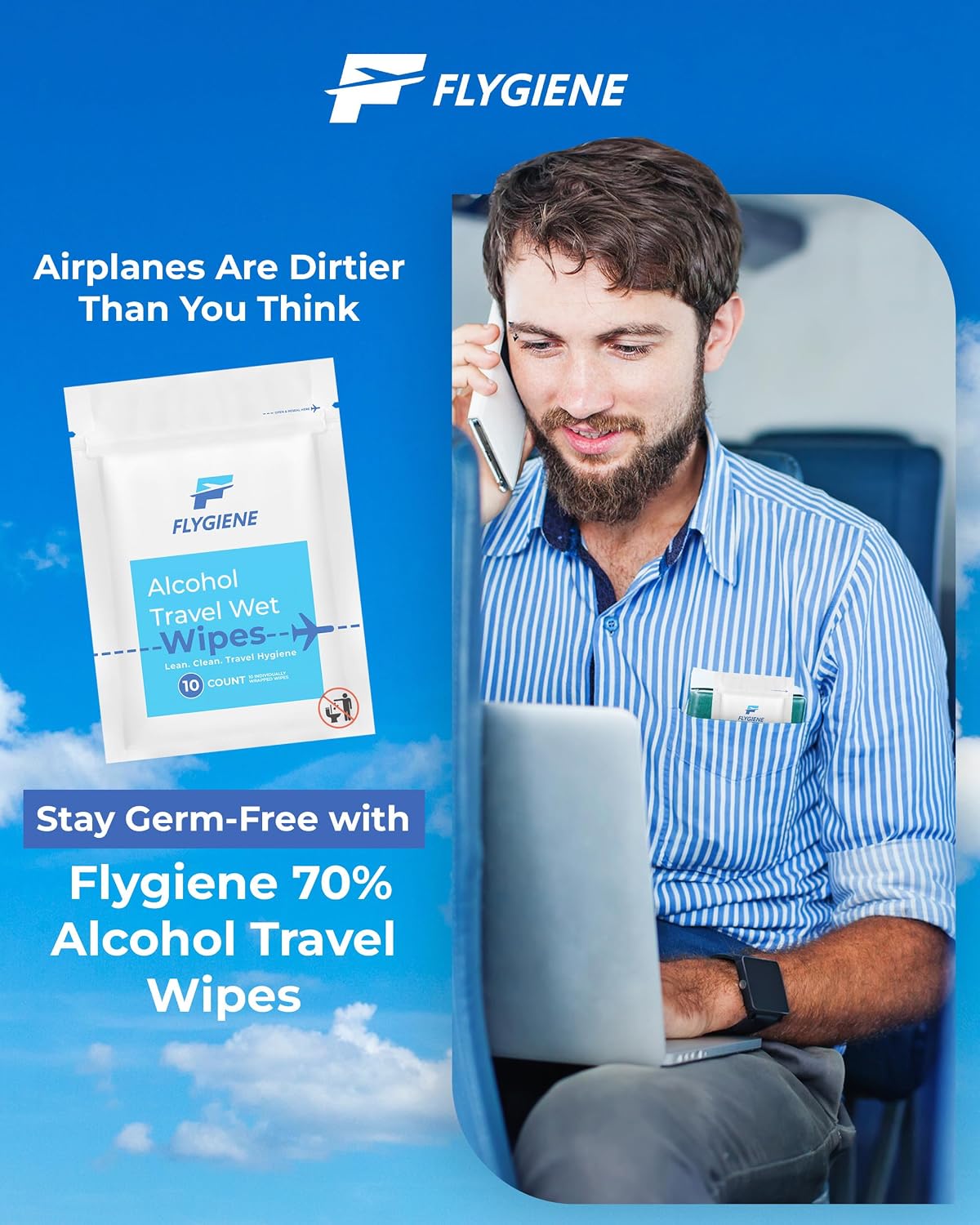 Individually Wrapped Alcohol Wipes, Travel Essentials (10 Count)