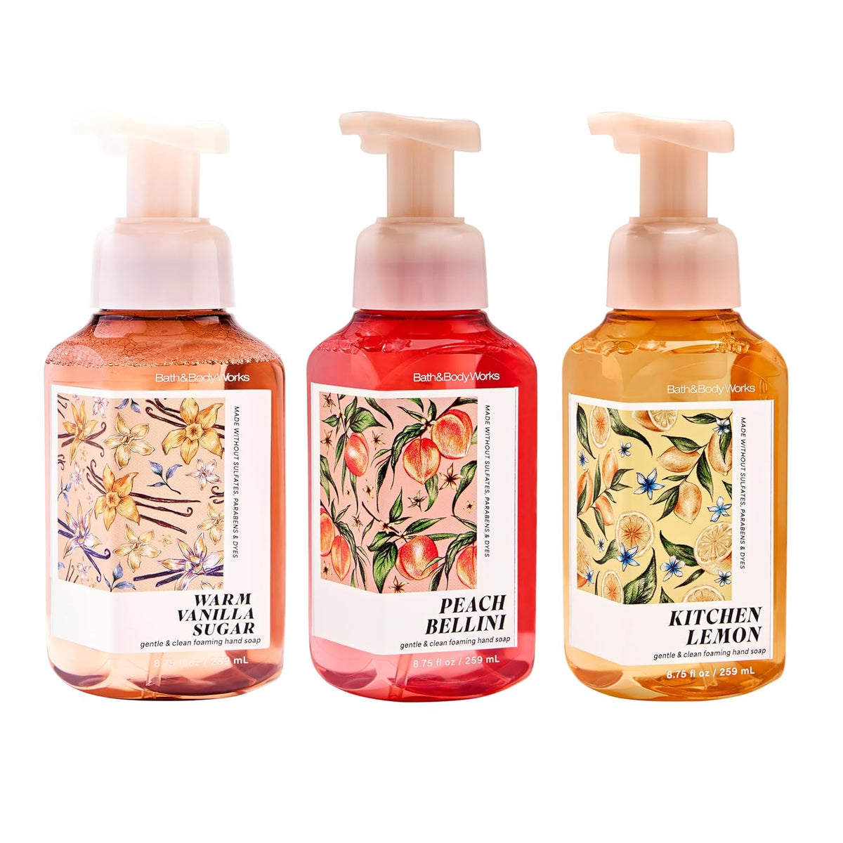 Bath & Body Works Vanilla, Bellini & Lemon Foaming Hand Soap Bundle
