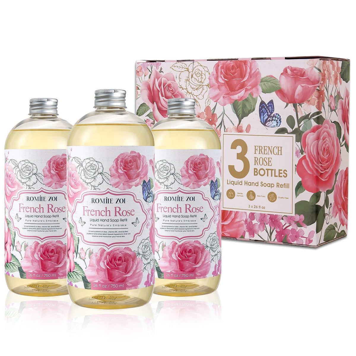 ROMIIE ZOI Liquid Hand Soap Refill, Eucalyptus Mint, 26 Fl Oz, 3-Pack