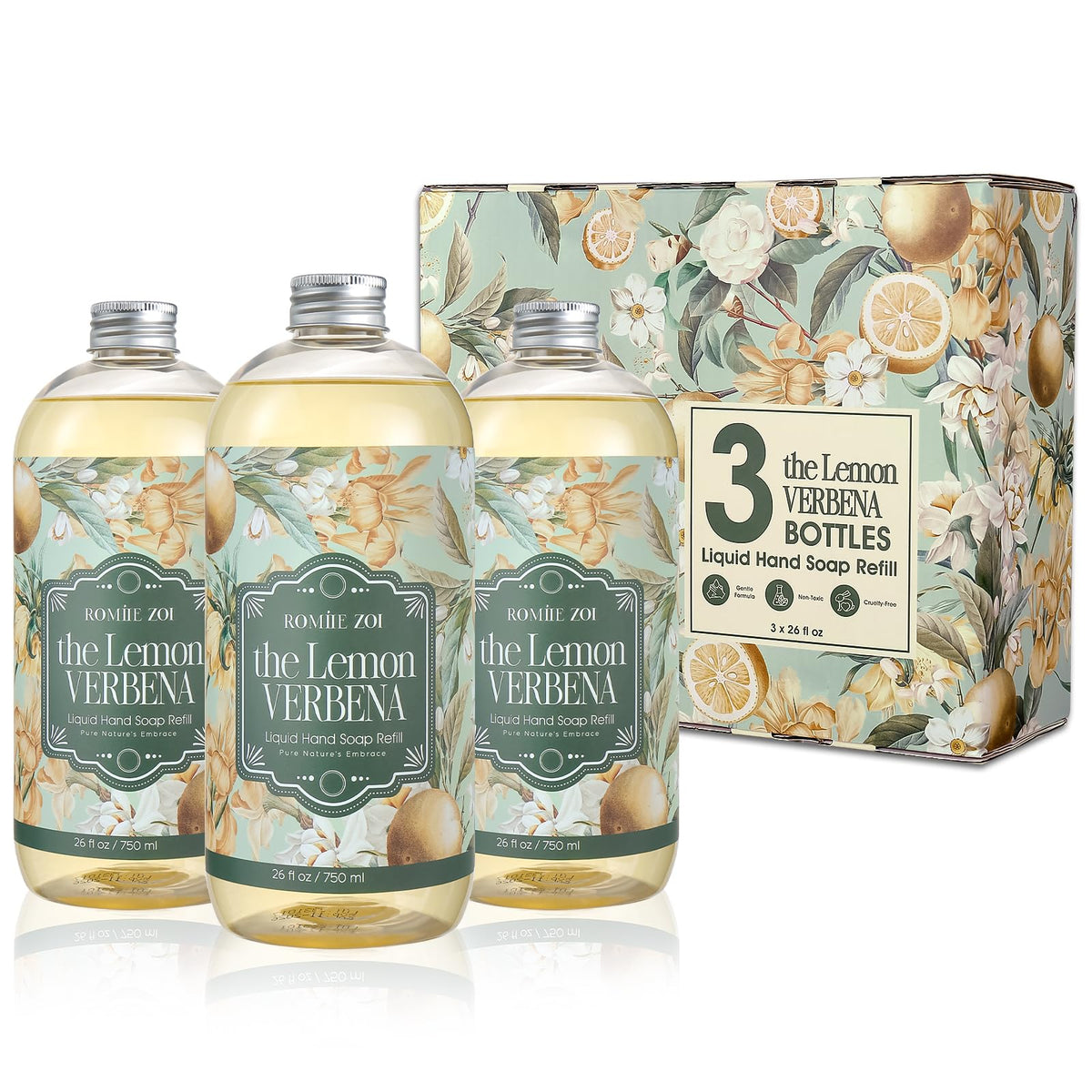 ROMIIE ZOI Liquid Hand Soap Refill, Eucalyptus Mint, 26 Fl Oz, 3-Pack