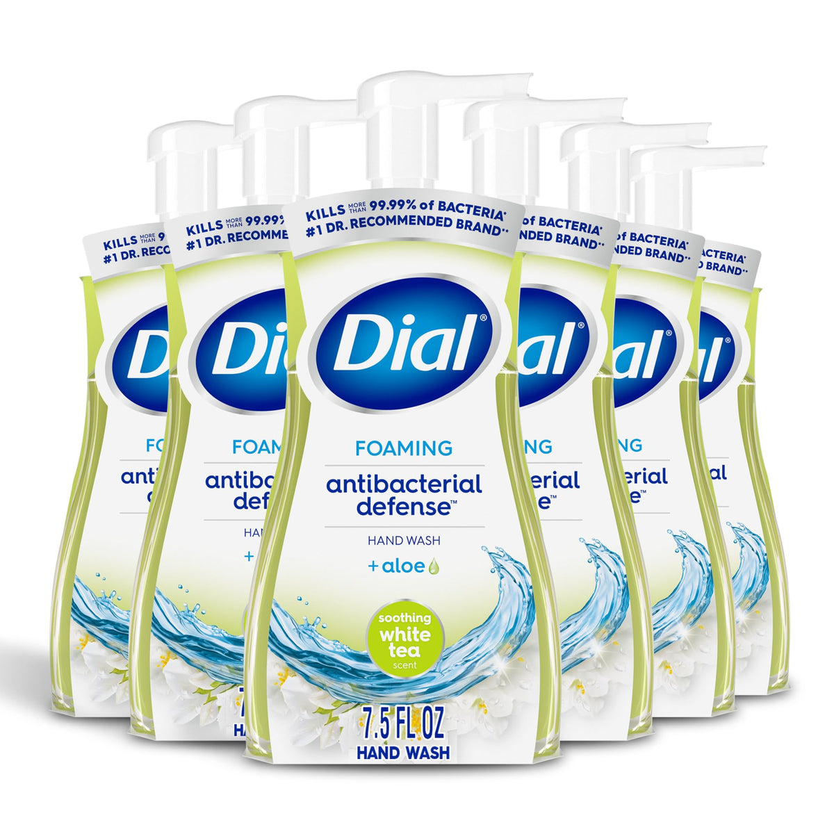 Dial Antibacterial Foaming Hand Soap, Spring Water Scent, 7.5 Fl Oz, 6-Pack