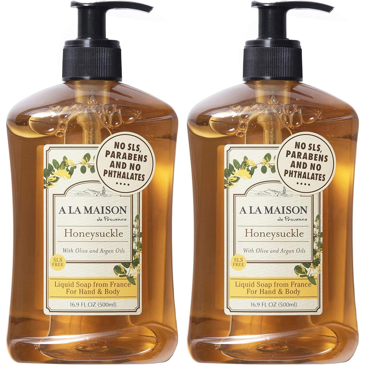 A LA MAISON French Liquid Hand Soap, Citrus Blossom - Natural Hand Wash Made with Essential Oils - Biodegradable, Plant-Based, Vegan, Cruelty-Free, Alcohol & Paraben Free (16.9 oz, 2 Pack)