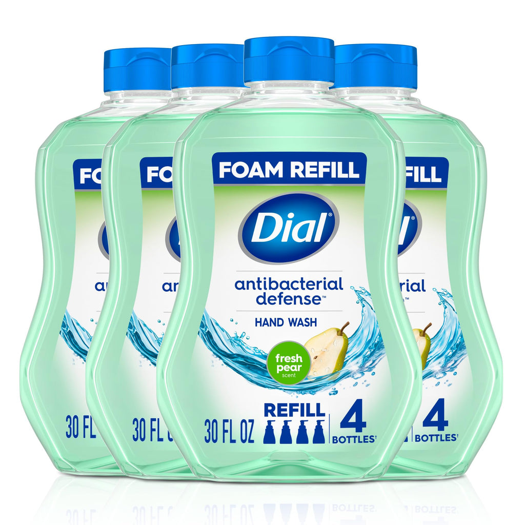 Dial Antibacterial Defense Foaming Hand Soap + Aloe, Spring Water Scent, 30 Fl Oz Hand Soap Refill (4 Pack), Dermatologist-Tested, Gentle on Skin