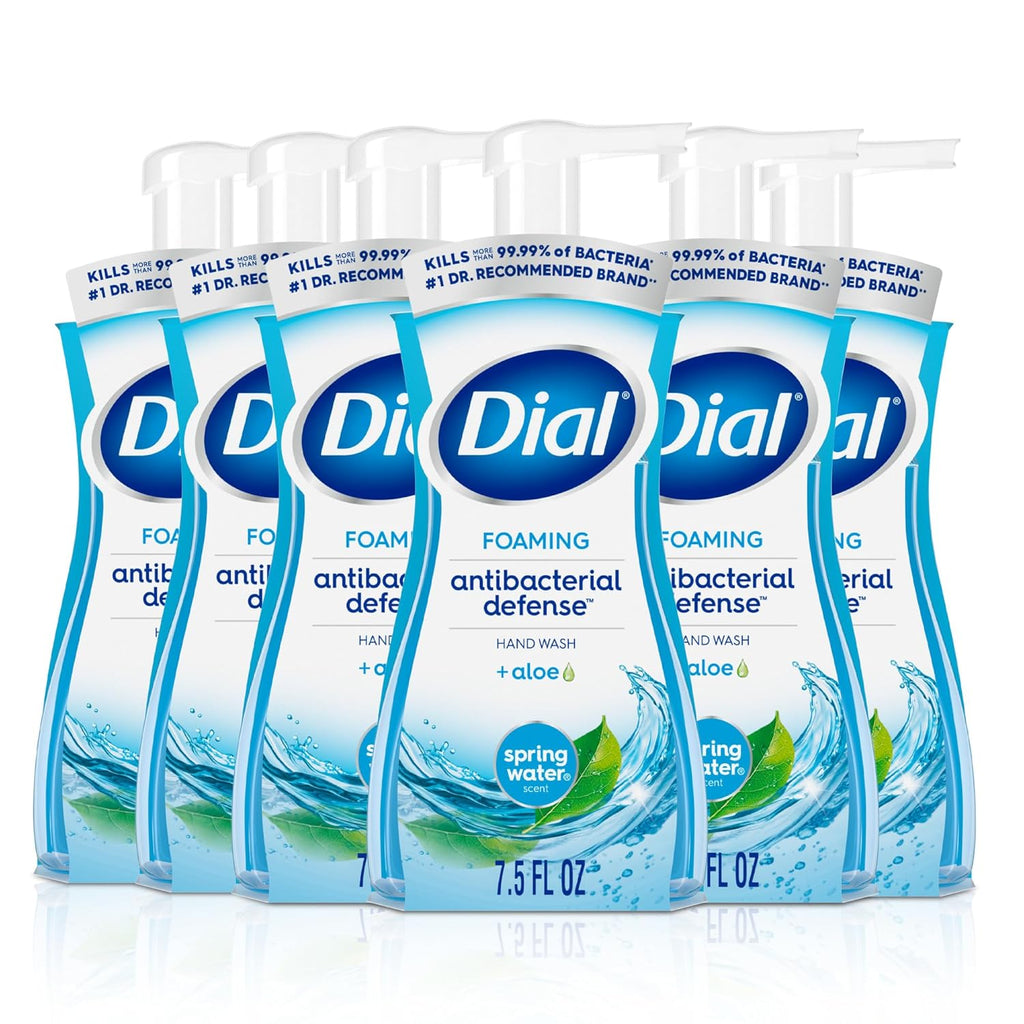 Dial Antibacterial Foaming Hand Soap, Spring Water Scent, 7.5 Fl Oz, 6-Pack